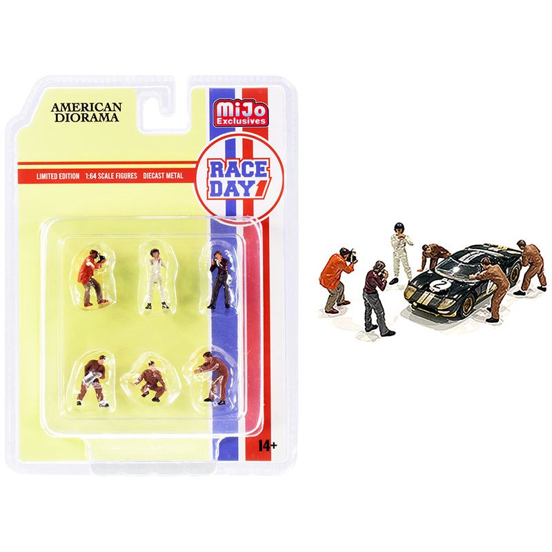 "Race Day 1" 6 piece Diecast Figurine Set for 1/64 Scale Models by American Diorama - American Diorama - ModelCars.com