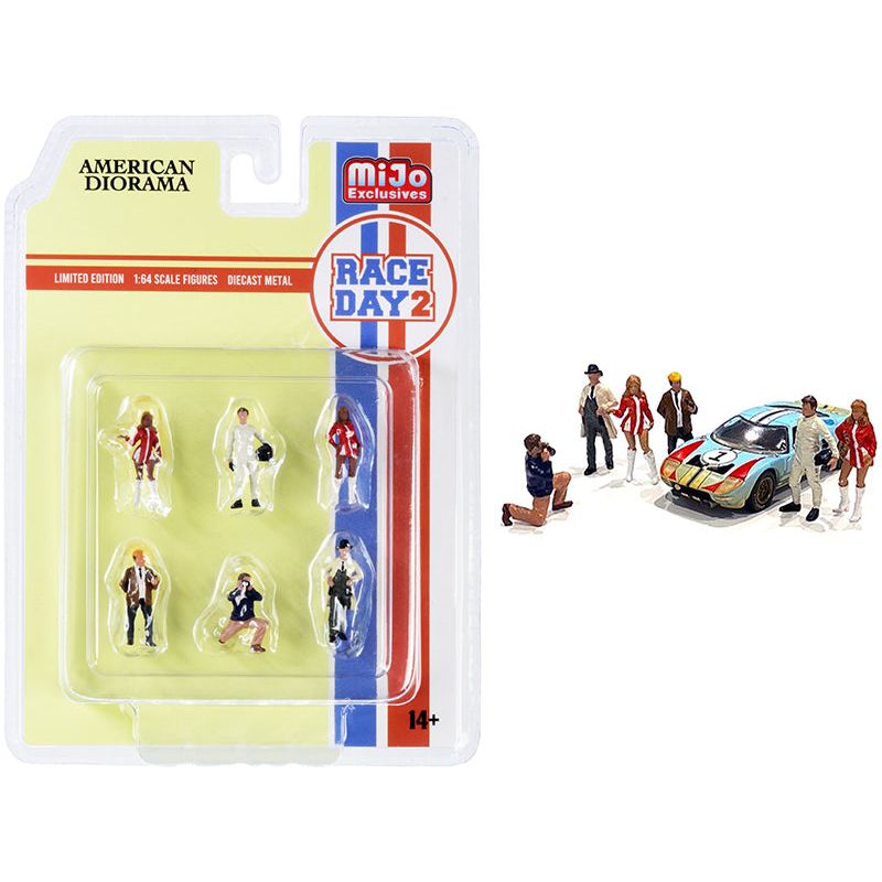 "Race Day 2" 6 piece Diecast Figurine Set for 1/64 Scale Models by American Diorama - American Diorama - ModelCars.com