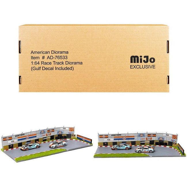 "Race Track Gulf Oil" Diorama with Decals for 1/64 Scale Models by American Diorama - American Diorama - ModelCars.com