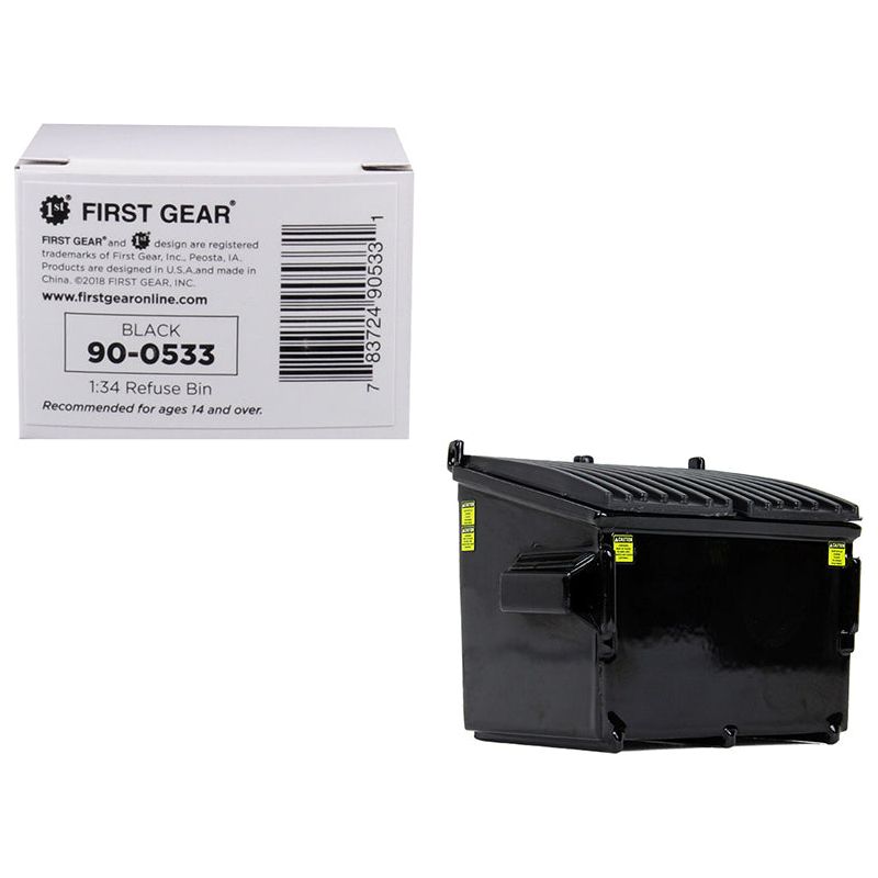 Refuse Trash Bin Black 1/34 Diecast Model by First Gear - First Gear - ModelCars.com