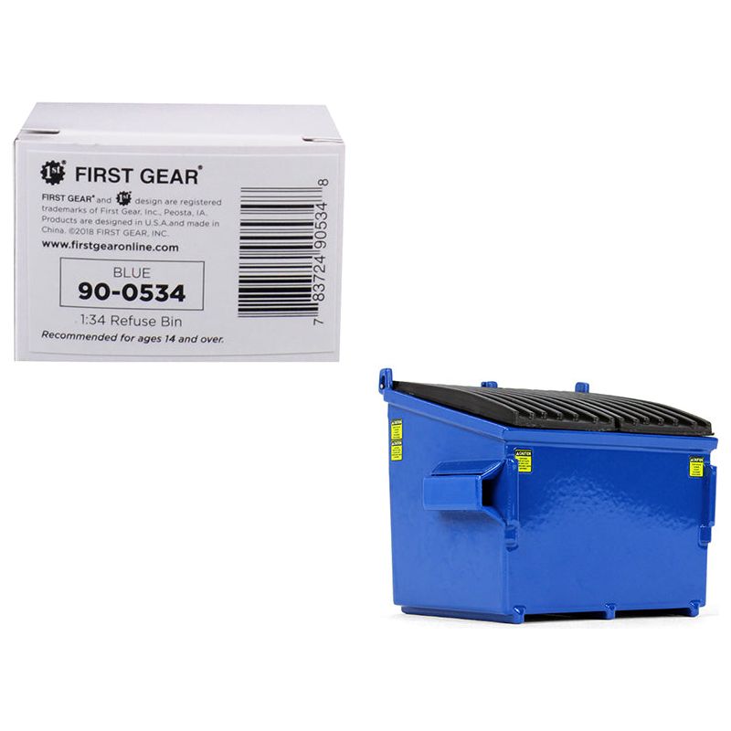 Refuse Trash Bin Blue 1/34 Diecast Model by First Gear - First Gear - ModelCars.com