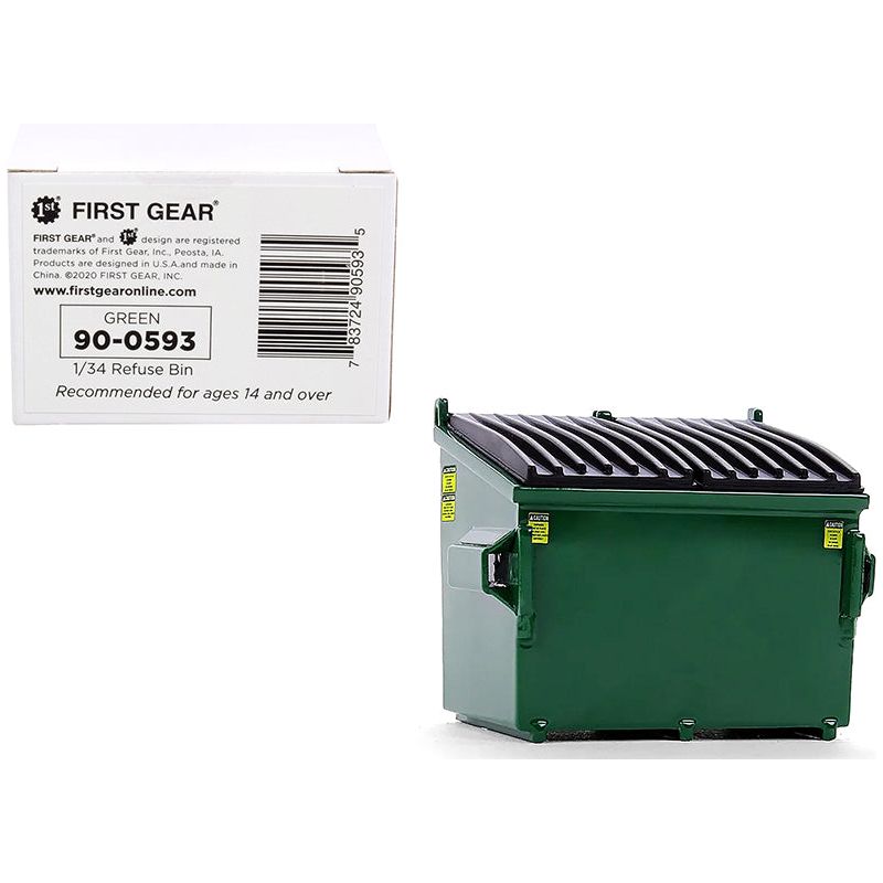 Refuse Trash Bin Green 1/34 Diecast Model by First Gear-First Gear-ModelCars.com