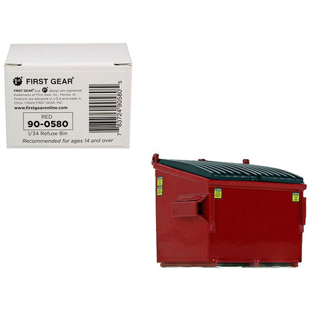 Refuse Trash Bin Red 1/34 Diecast Model by First Gear - First Gear - ModelCars.com