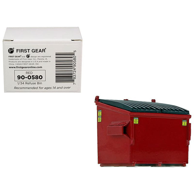 Refuse Trash Bin Red 1/34 Diecast Model by First Gear - First Gear - ModelCars.com