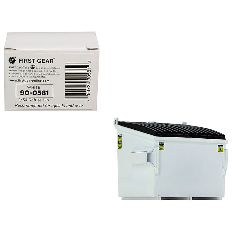Refuse Trash Bin White 1/34 Diecast Model by First Gear-First Gear-ModelCars.com