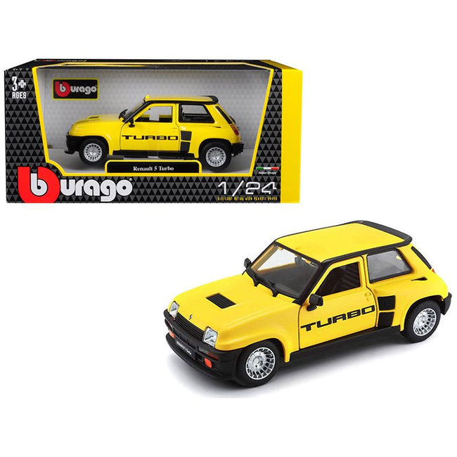 Renault 5 Turbo Yellow with Black Accents 1/24 Diecast Model Car by Bburago - Bburago - ModelCars.com