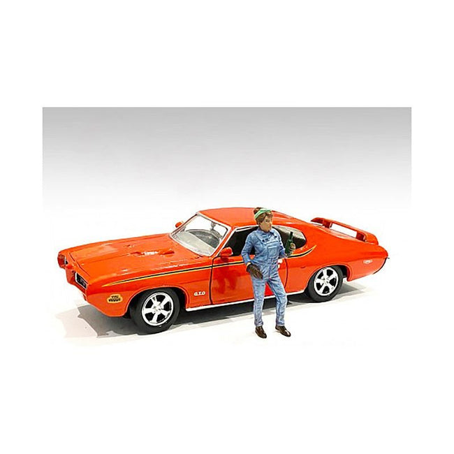 Retro Female Mechanic IV Figurine for 1/24 Scale Models by American Diorama - American Diorama - ModelCars.com