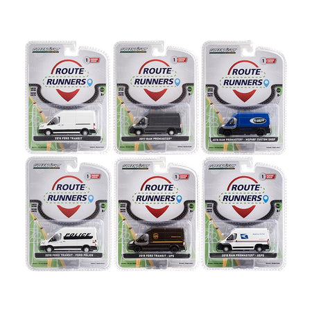 "Route Runners" Set of 6 Vans Series 1 1/64 Diecast Models by Greenlight-Greenlight-ModelCars.com