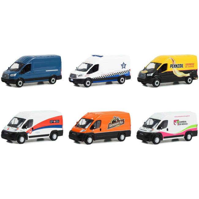 "Route Runners" Set of 6 Vans Series 5 1/64 Diecast Model Cars by Greenlight-Greenlight-ModelCars.com