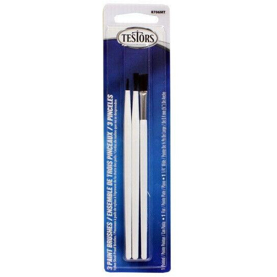 Testors Economy 3-Pack Paint Brushes Flat, Pointed, 1/4"