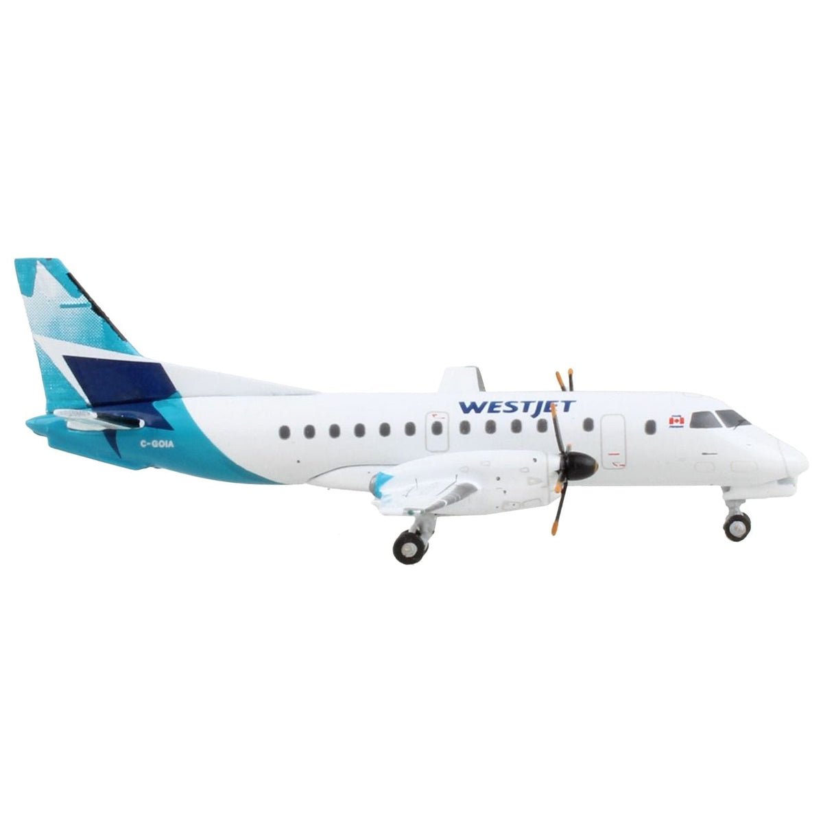 Saab 340B Commercial Aircraft "WestJet Airlines" White with Blue Tail 1/400 Diecast Model Airplane by GeminiJets-GeminiJets-ModelCars.com