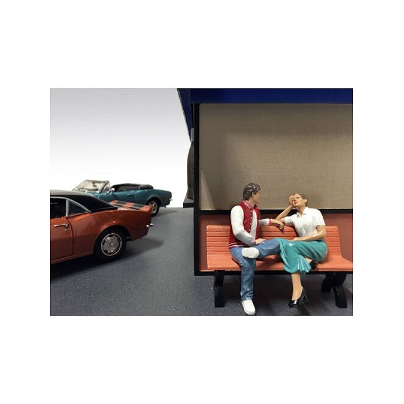 Sitting Couple Adam and Kristan 2 piece Figurine Set for 1/24 Scale Models by American Diorama - American Diorama - ModelCars.com
