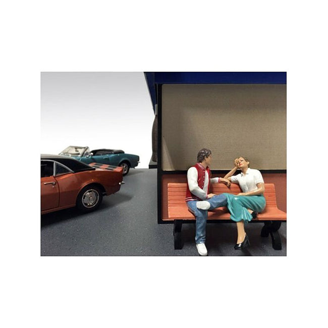 Sitting Couple Adam and Kristan 2 piece Figurine Set for 1/24 Scale Models by American Diorama - American Diorama - ModelCars.com