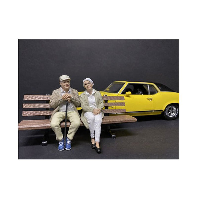 Sitting Old Couple 2 piece Figurine Set for 1/24 Scale Models by American Diorama - American Diorama - ModelCars.com