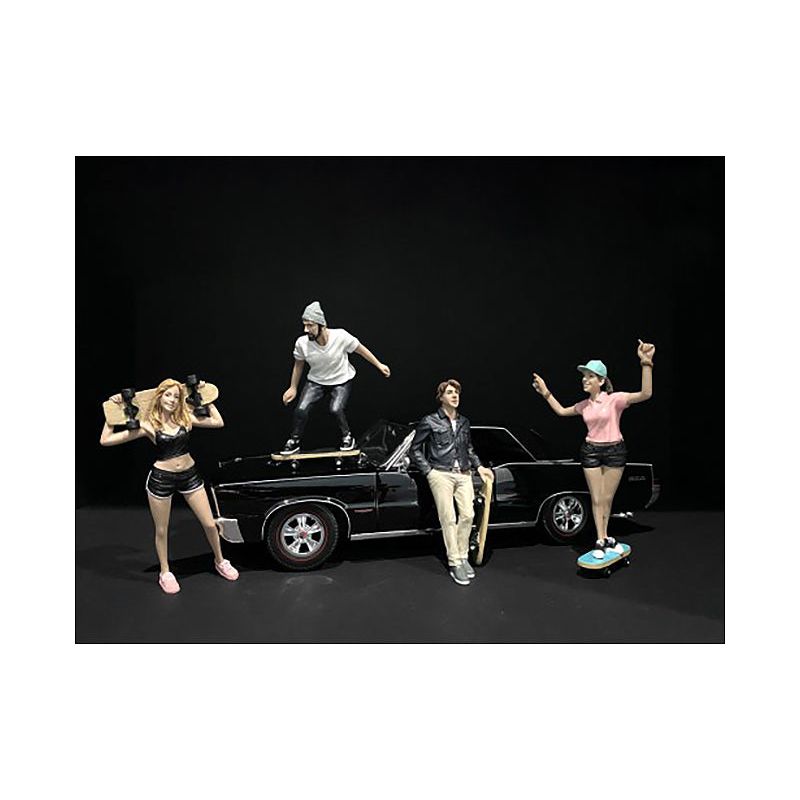 Skateboarders Figurines 4 piece Set for 1/18 Scale Models by American Diorama-American Diorama-ModelCars.com