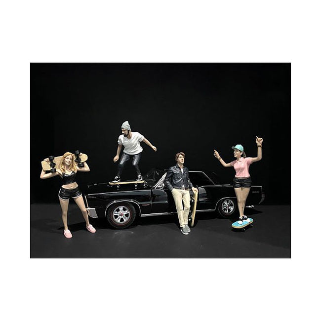 Skateboarders Figurines 4 piece Set for 1/24 Scale Models by American Diorama-American Diorama-ModelCars.com