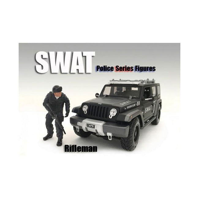 SWAT Team Rifleman Figure For 1:24 Scale Models by American Diorama-American Diorama-ModelCars.com
