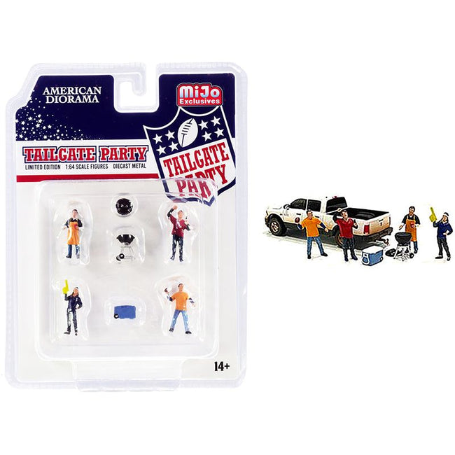 "Tailgate Party" Diecast Set of 6 pieces (4 Figurines and 2 Accessories) for 1/64 Scale Models by American Diorama - American Diorama - ModelCars.com