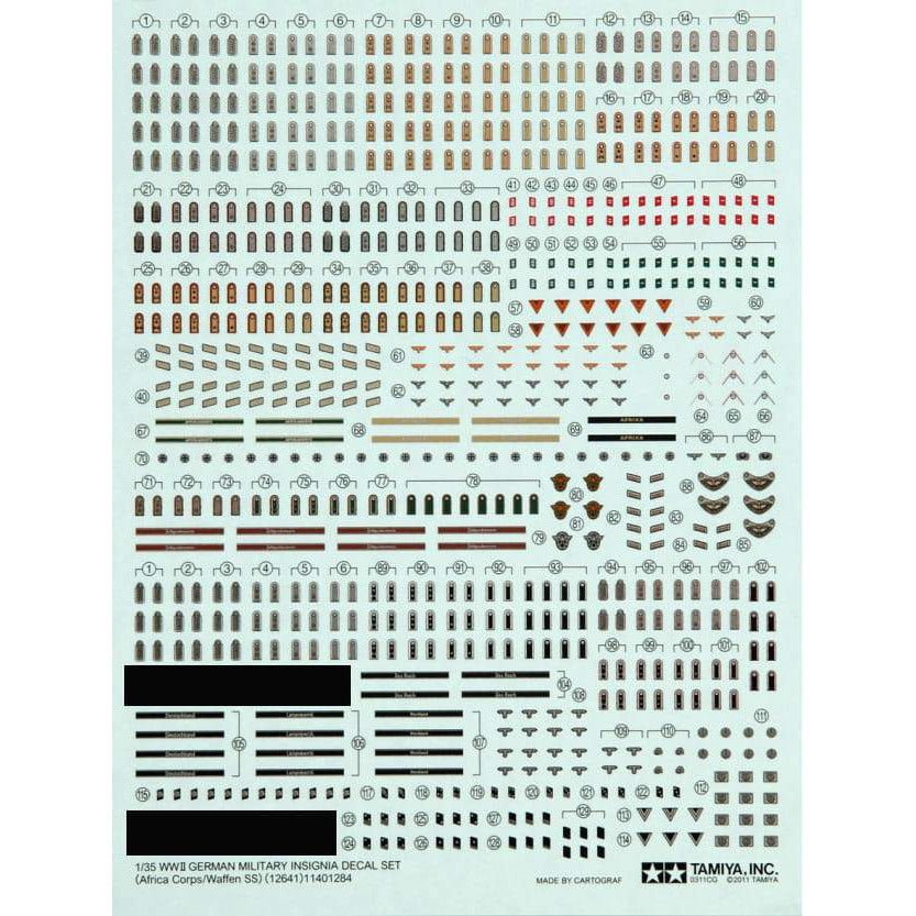 Tamiya 1/35 Scale Scale WWII German Military Insignia Decal Set - Tamiya - ModelCars.com