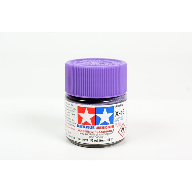 Tamiya Acrylic Mini X16, Purple 10ml Bottle-Tamiya-ModelCars.com