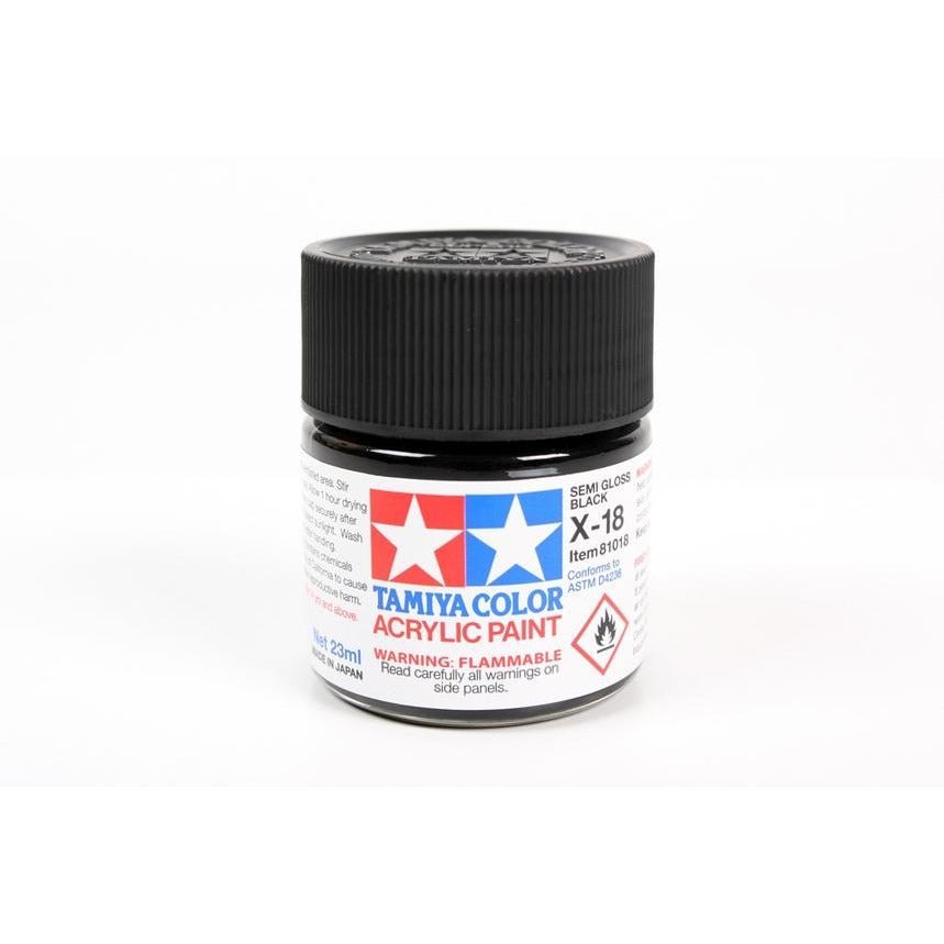 Tamiya Acrylic X-18 Semi Gloss Black-Tamiya-ModelCars.com