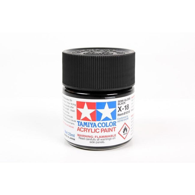 Tamiya Acrylic X-18 Semi Gloss Black-Tamiya-ModelCars.com