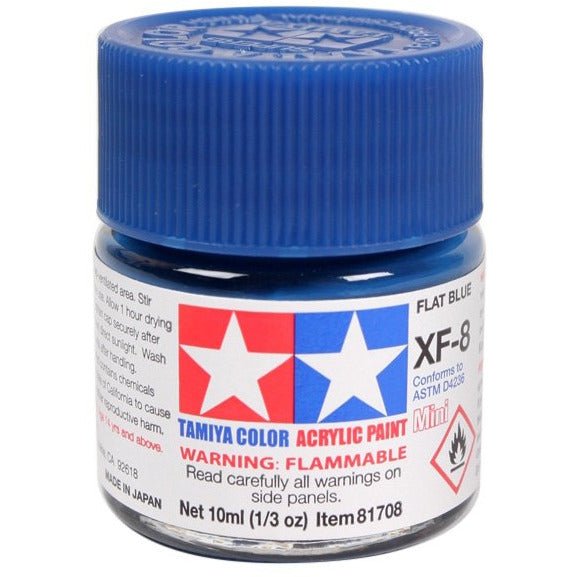 Tamiya - Flat Acrylic Mini XF - 8 Blue Paint - Tamiya - ModelCars.com