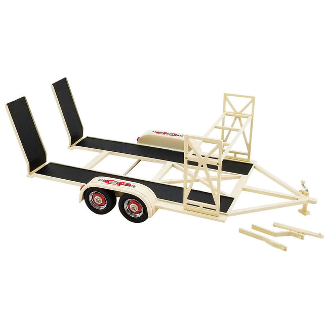 Tandem Car Trailer with Tire Rack Beige "Holman Moody - Competition Proven" 1/18 Diecast Model by GMP - GMP - ModelCars.com