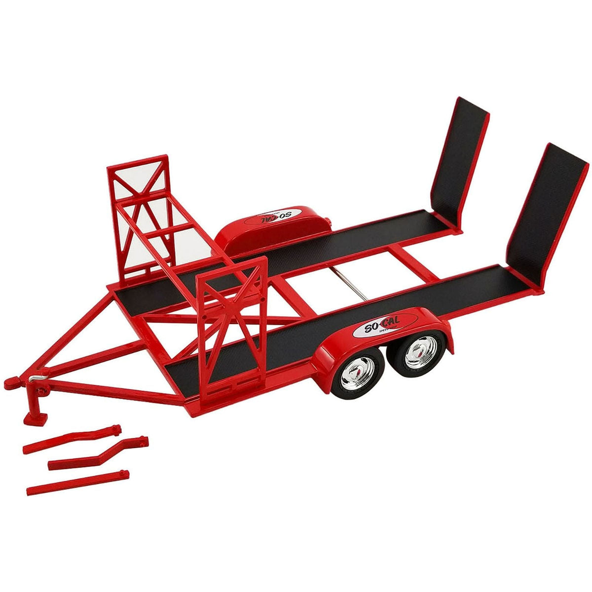 Tandem Car Trailer with Tire Rack Red "So-Cal Speed Shop" 1/18 Diecast Model by ACME-Acme-ModelCars.com