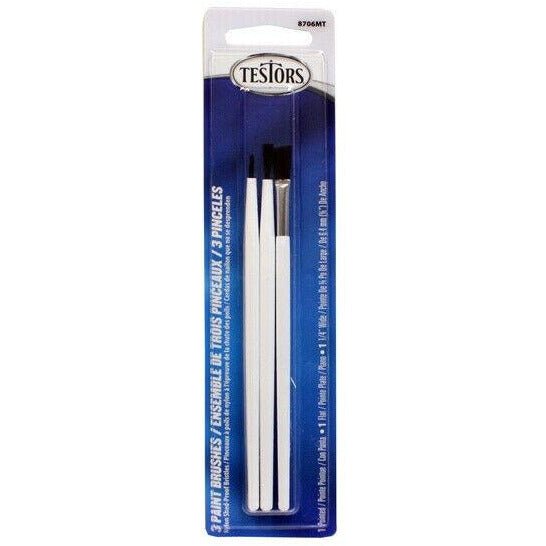Testors Economy 3 - Pack Paint Brushes Flat, Pointed, 1/4" - Testors - ModelCars.com