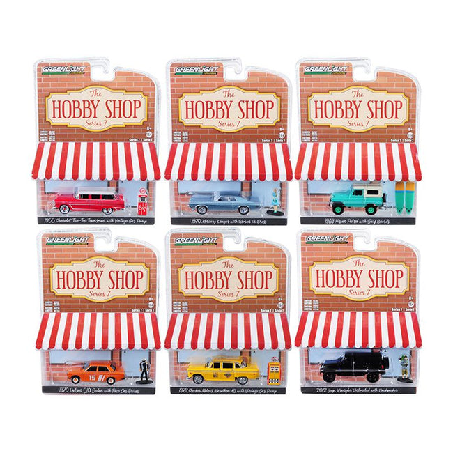 "The Hobby Shop" Set of 6 pieces Series 7 1/64 Diecast Model Cars by Greenlight-Greenlight-ModelCars.com