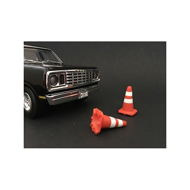 Traffic Cones Accessory Set of 4 pieces for 1/18 Scale Models by American Diorama - American Diorama - ModelCars.com