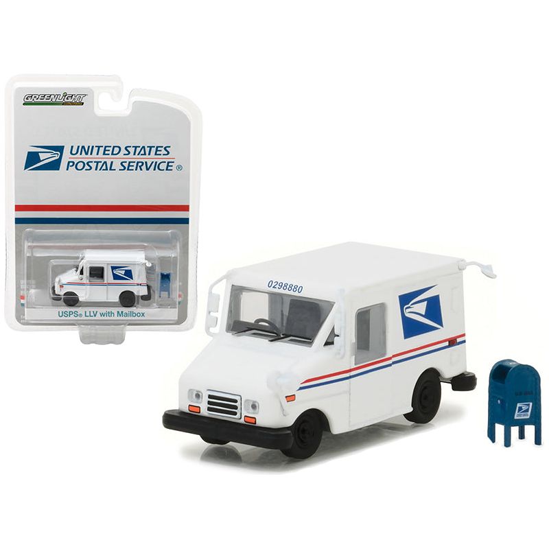 "United States Postal Service" (USPS) Long Life Postal Mail Delivery Vehicle (LLV) with Mailbox Accessory "Hobby Exclusive" 1/64 Diecast Model Car by Greenlight - Greenlight - ModelCars.com