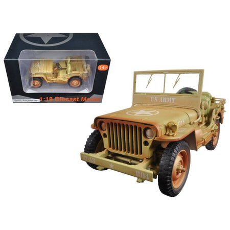 US Army Vehicle WWII Desert Sand Weathered Version 1/18 Diecast Model Car by American Diorama - American Diorama - ModelCars.com