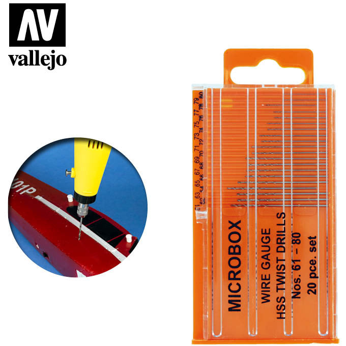 Vallejo Hobby Tools - Set of 20 Drill Bits no. 61-80