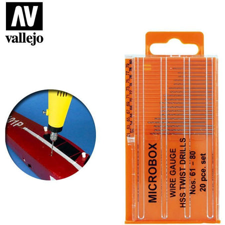 Vallejo Hobby Tools - Set of 20 Drill Bits no. 61/80-Vallejo-ModelCars.com