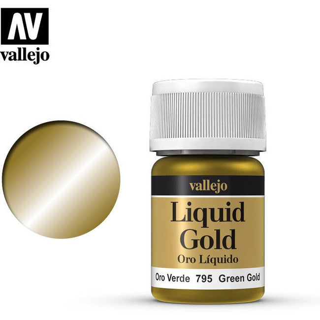 Vallejo Liquid Gold Green Gold 70795 is available in 35 ml pots-Vallejo-ModelCars.com