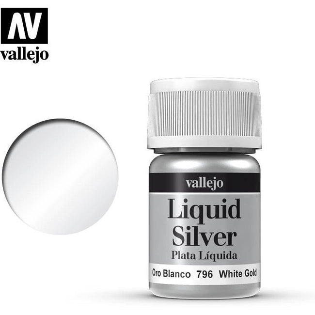 Vallejo Liquid Gold White Gold 70796 is available in 35 ml pots-Vallejo-ModelCars.com