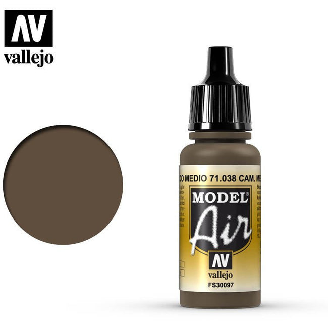 Vallejo Model Air Vallejo Camo Medium Brown 71038 acrylic airbrush color-Vallejo-ModelCars.com