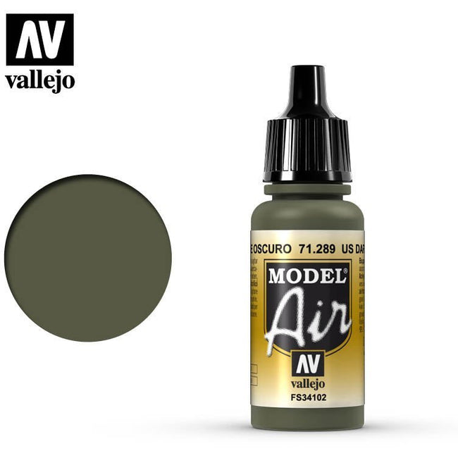 Vallejo Model Air Vallejo US Dark Green 71289 acrylic airbrush color-Vallejo-ModelCars.com