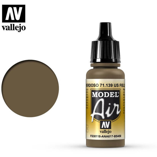 Vallejo Model Air Vallejo US Field Drab 71139 acrylic airbrush color-Vallejo-ModelCars.com