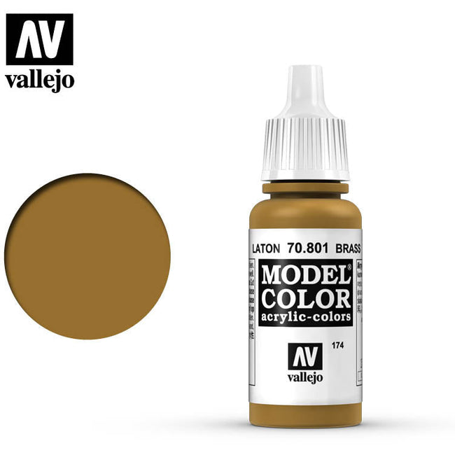 Vallejo Model Color Brass 70801 for painting miniatures-Vallejo-ModelCars.com