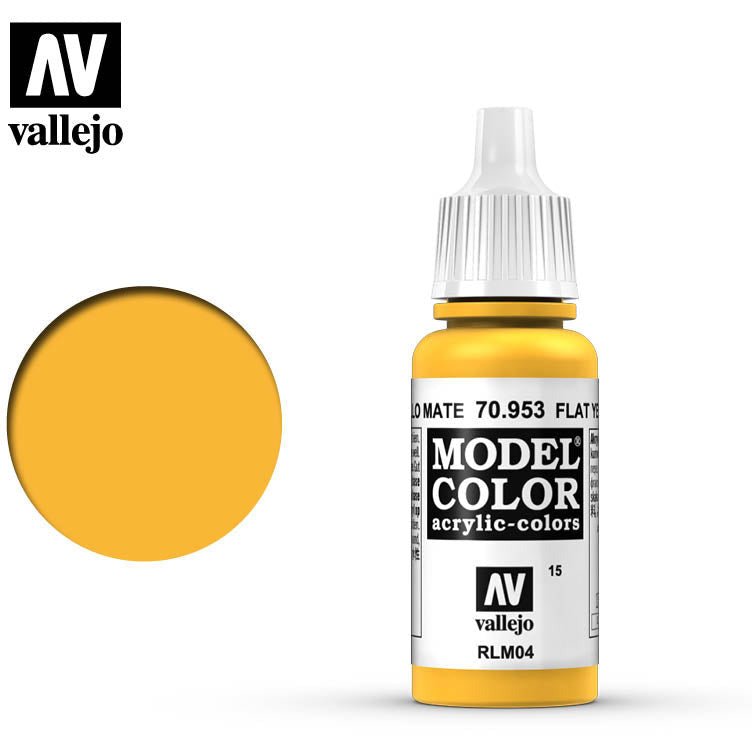 Vallejo Model Color Flat Yellow 70953 for painting miniatures - Vallejo - ModelCars.com