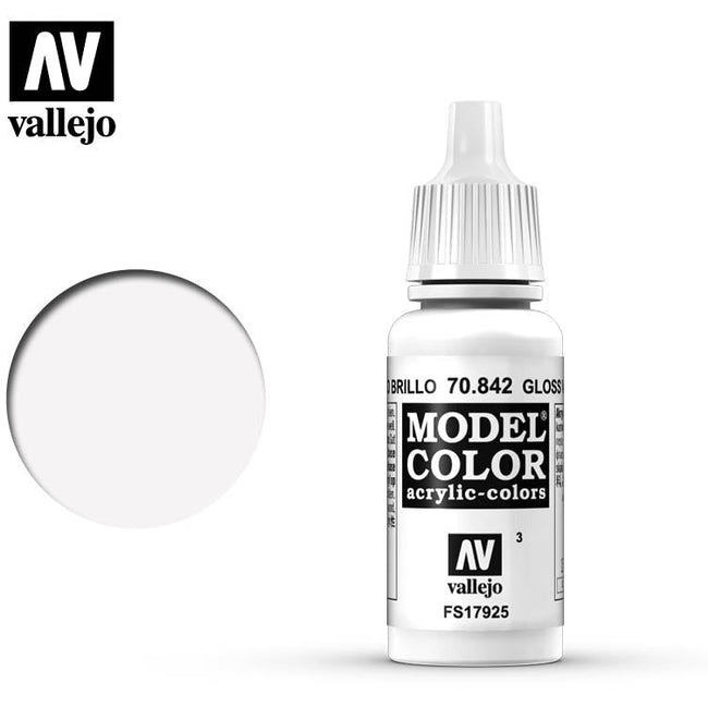 Vallejo Model Color Gloss White 70842 for painting miniatures-Vallejo-ModelCars.com