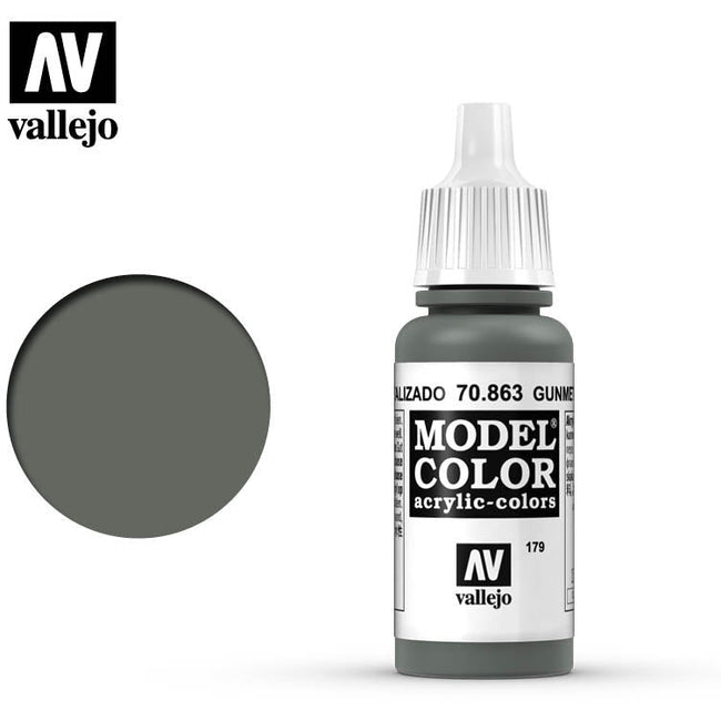 Vallejo Model Color Gunmetal Grey 70863 for painting miniatures-Vallejo-ModelCars.com