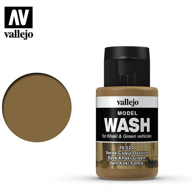 Vallejo Model Wash Dark Khaki Green 76520 in 35 ml bottles-Vallejo-ModelCars.com
