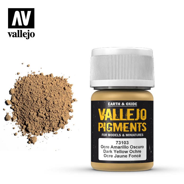 Vallejo Pigment Dark Yellow Ocre 73103 in 35 ml bottles - Vallejo - ModelCars.com