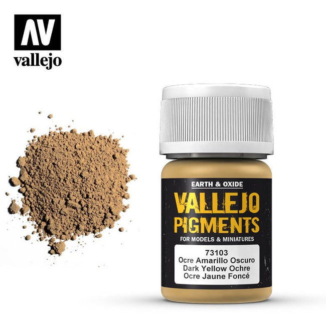 Vallejo Pigment Dark Yellow Ocre 73103 in 35 ml bottles - Vallejo - ModelCars.com