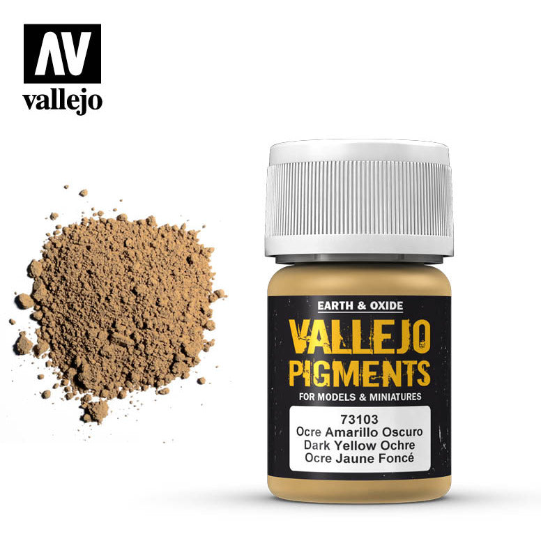 Vallejo Pigment Dark Yellow Ocre 73103 in 35 ml bottles