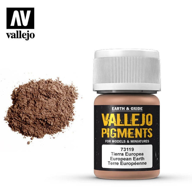 Vallejo Pigment European Earth 73119 in 35 ml bottles-Vallejo-ModelCars.com